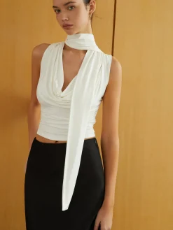 COMMENSE Solid Twist Front Sleeveless Blouse* Blouses & Shirts|Tops