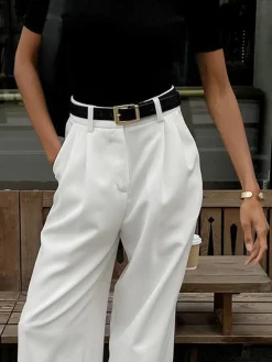 COMMENSE Solid Wide Leg Pants Without Belt* Pants|Wide Leg