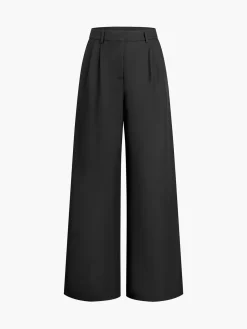 COMMENSE Solid Wide Leg Pants Without Belt* Pants|Wide Leg