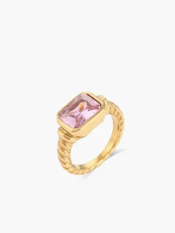 COMMENSE Spiral Stainless Gemstone Ring* Rings & Bracelets|Accessories