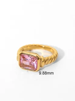 COMMENSE Spiral Stainless Gemstone Ring* Rings & Bracelets|Accessories