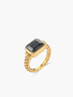 COMMENSE Spiral Stainless Gemstone Ring* Rings & Bracelets|Accessories