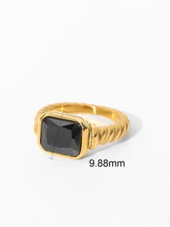 COMMENSE Spiral Stainless Gemstone Ring* Rings & Bracelets|Accessories