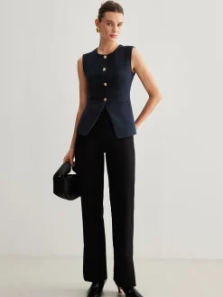 COMMENSE Split Button Down Slim Vest* Outerwear|Vests