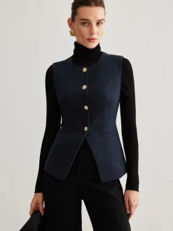 COMMENSE Split Button Down Slim Vest* Outerwear|Vests