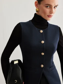 COMMENSE Split Button Down Slim Vest* Outerwear|Vests