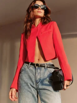 COMMENSE Split Crop Blazer* Outerwear|Blazers