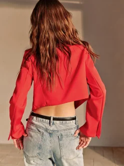 COMMENSE Split Crop Blazer* Outerwear|Blazers