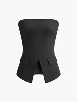 COMMENSE Split Tube Top Without Belt* Tank Tops & Camis|Tops