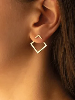 COMMENSE Square Geometric Stud Earrings* Earrings|Accessories
