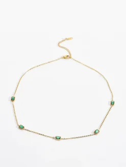 COMMENSE Square Green Zircon Necklace* Necklaces|Accessories