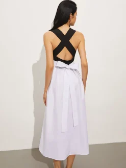 COMMENSE Square Neck Criss Cross Dress* White Dresses|Casual Dresses