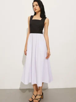 COMMENSE Square Neck Criss Cross Dress* White Dresses|Casual Dresses