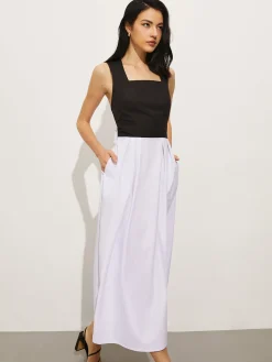 COMMENSE Square Neck Criss Cross Dress* White Dresses|Casual Dresses