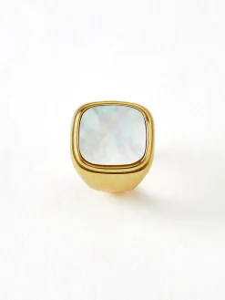 COMMENSE Square Shell Signet Ring* Rings & Bracelets|Accessories