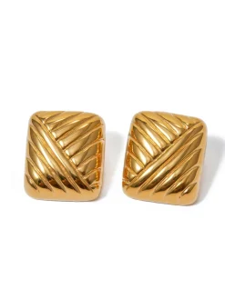 COMMENSE Square Textured Earings* Earrings|Accessories