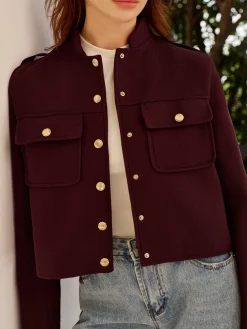 COMMENSE Stand Collar Button Jacket* Outerwear|Jackets