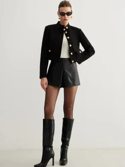 COMMENSE Stand Collar Button Tweed Short Jacket* Outerwear|Jackets