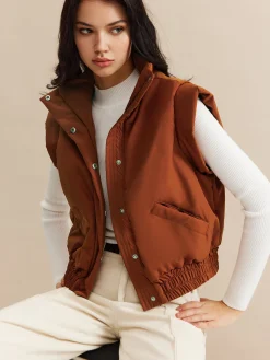 COMMENSE Stand Collar Button Warm Vest* Outerwear|Vests