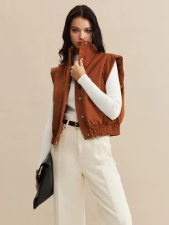 COMMENSE Stand Collar Button Warm Vest* Outerwear|Vests