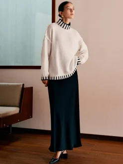 COMMENSE Stand Collar Embroidered Trim Sweater* Knitwear|Tops
