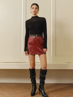 COMMENSE Stand Collar Panel Knit Top* T-shirts|Knitwear
