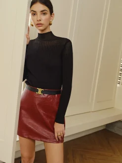 COMMENSE Stand Collar Panel Knit Top* T-shirts|Knitwear
