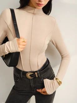 COMMENSE Stand Collar Piping Warm Top* Tops