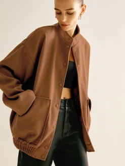 COMMENSE Stand Collar Plain Button Jacket* Outerwear|Jackets