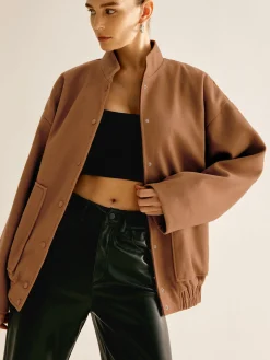 COMMENSE Stand Collar Plain Button Jacket* Outerwear|Jackets