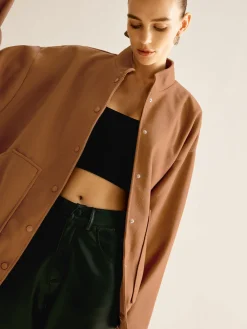 COMMENSE Stand Collar Plain Button Jacket* Outerwear|Jackets