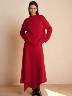 COMMENSE Stand Collar Plain Shift Sweater* Knitwear|Matching Sets