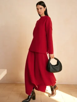 COMMENSE Stand Collar Plain Shift Sweater* Knitwear|Matching Sets