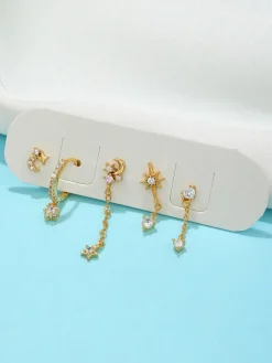 COMMENSE Stars and Moon Earrings-5 Pieces* Earrings|Accessories