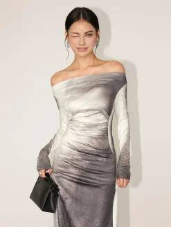 COMMENSE Straight Neck Gradient Slim Dress* Casual Dresses|Vacation Dresses