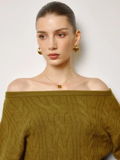 COMMENSE Straight Neck Short Cable Knit Top* Knitwear|Tops
