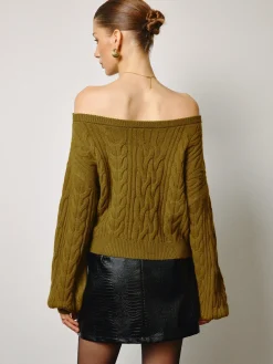 COMMENSE Straight Neck Short Cable Knit Top* Knitwear|Tops