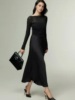 COMMENSE Straight Neck Slim Jersey Top* T-shirts|Tops