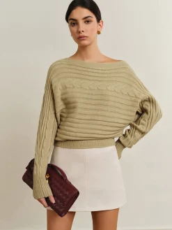 COMMENSE Straight Neck Twist Sweater* Sweater Tops|Sweaters & Cardigans