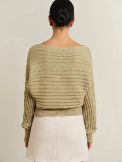 COMMENSE Straight Neck Twist Sweater* Sweater Tops|Sweaters & Cardigans
