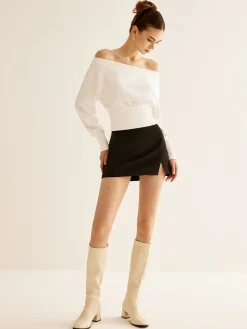 COMMENSE Straight Shoulder Cinched Sweatshirt* Sweatshirts & Hoodies|Tops
