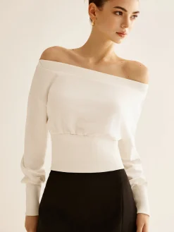 COMMENSE Straight Shoulder Cinched Sweatshirt* Sweatshirts & Hoodies|Tops