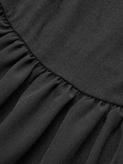 COMMENSE Straight-Shoulder Bud Waist Jersey Dress* Black Dresses|Cocktail & Party Dresses