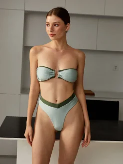 COMMENSE Strapless Contrast Triangle Bikini Set* Swimwear|Tops