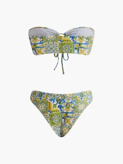 COMMENSE Strapless Print Knotted Bikini Set* Swimwear|Tops