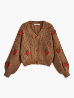 COMMENSE Strawberry Embroiled Button Cardigan* Cardigans|Sweaters & Cardigans