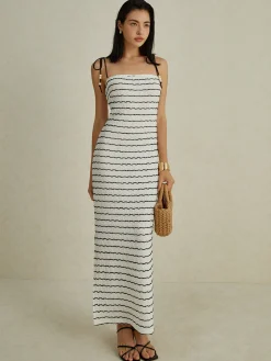 COMMENSE Stripe Cami Long Dress* White Dresses|Cocktail & Party Dresses