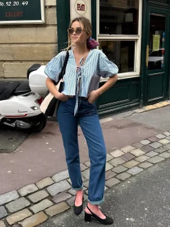COMMENSE Stripe Tie Neck Blouse* Blouses & Shirts|Tops