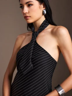 COMMENSE Striped Backless Halter Tank Top* Tank Tops & Camis|Tops