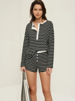 COMMENSE Striped Button Jersey Shorts Set* Shorts Sets|Shorts